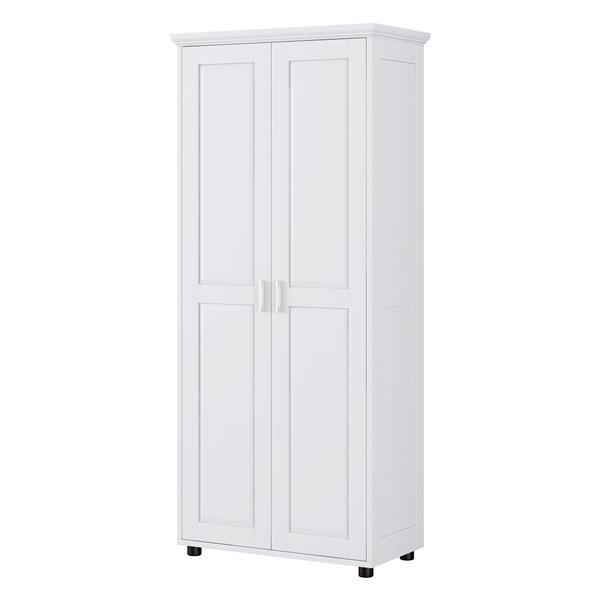 Storage Cabinet with Two Doors for Bathroom, Office, Adjustable Shelf, MDF Board, White