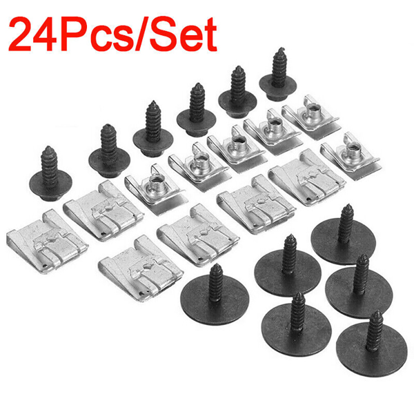 24pcs Engine Undertray Clips Screws Under Cover Rivets for Mercedes-Benz E-Class