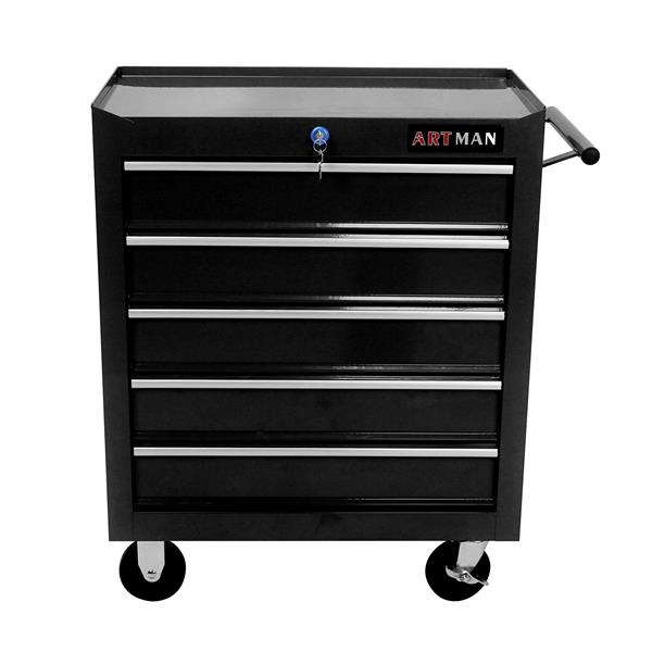 5 DRAWERS MULTIFUNCTIONAL TOOL CART WITH WHEELS-BLACK