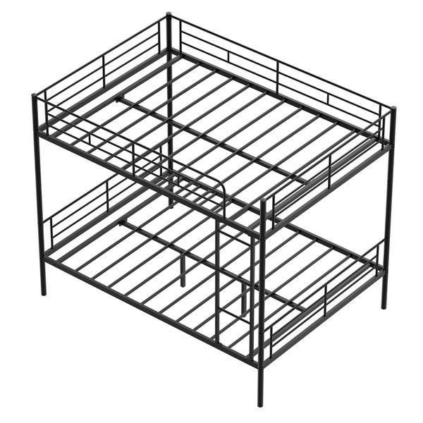 Metal Loft Bed Twin Size, Heavy Duty Metal Loft Bed Frame with Dual Ladders & Safety Guardrail, No Box Spring Needed, Space-Saving Loft Bed for Juniors Teens Adults (Black)