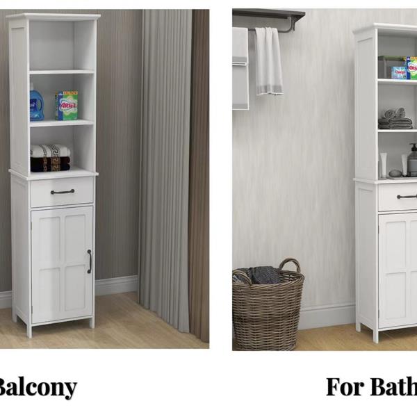 Floor Standing Cabinet with 1 Door and 1 Drawer - White