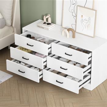 WOOD MDF BOARDS, 6 Drawers Dresser, WHITE