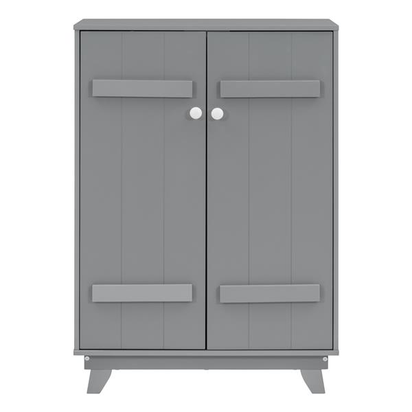 Wooden Wardrobe Cabinet with Hanging Rod, Storage Armoires with Doors,Gray