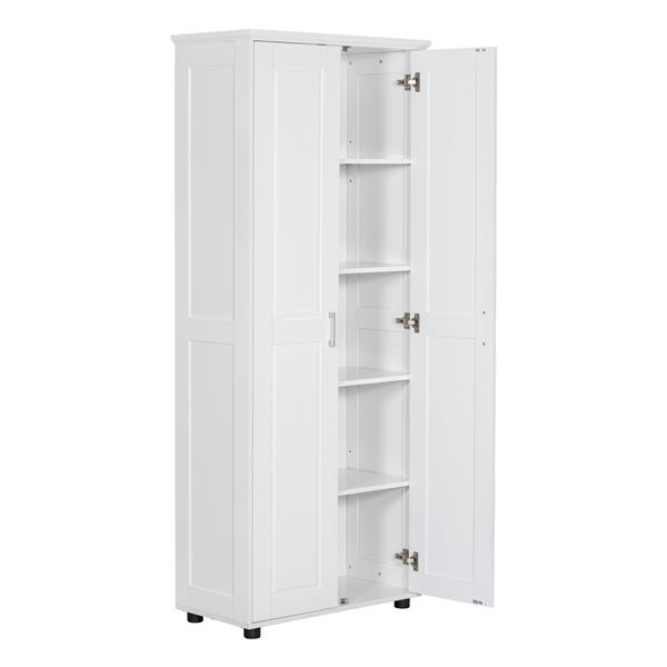 Storage Cabinet with Two Doors for Bathroom, Office, Adjustable Shelf, MDF Board, White