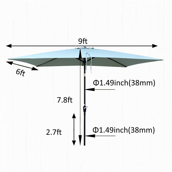 6 x 9ft  Patio Umbrella Outdoor  Waterproof Umbrella with Crank and Push Button Tilt without flap for Garden Backyard Pool  Swimming Pool Market