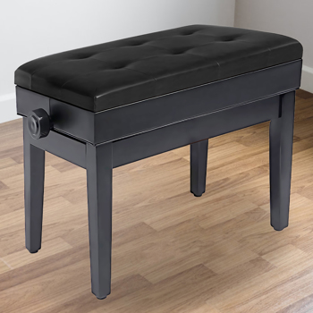 Adjustable Piano Bench Wooden Piano Stool with Music Storage & Height Adjustable- PU Leather and Solid Wood，Shipment from FBA