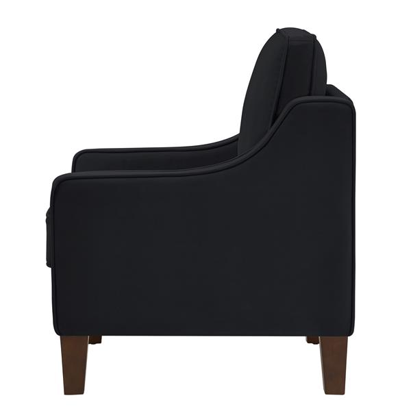 Modern Armchair, Living Room Single Seat Sofa Chair with Wooden Legs, Upholstered Velvet Chair for Living Room, Bedroom,Black