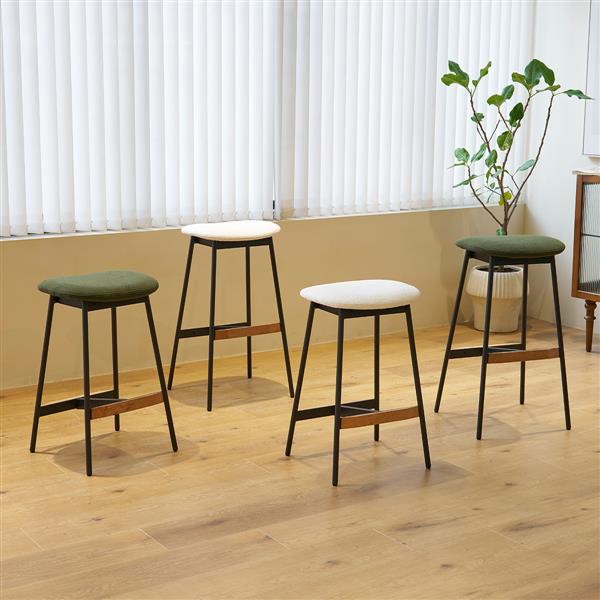 Modern Set of 2 Bar Stools Comfortable & Stylish Counter Height and Bar Height Bar Stools,Soft Fabric Upholstered, Backless for Kitchen, Dining Room Bar Chairs