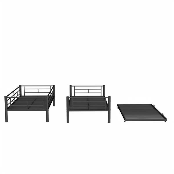 Heavy-duty Sturdy Meta Twin over Twin Bunk Bed/l/ Noise Reduced/ Safety Guardrail/No Box Spring Needed,Black