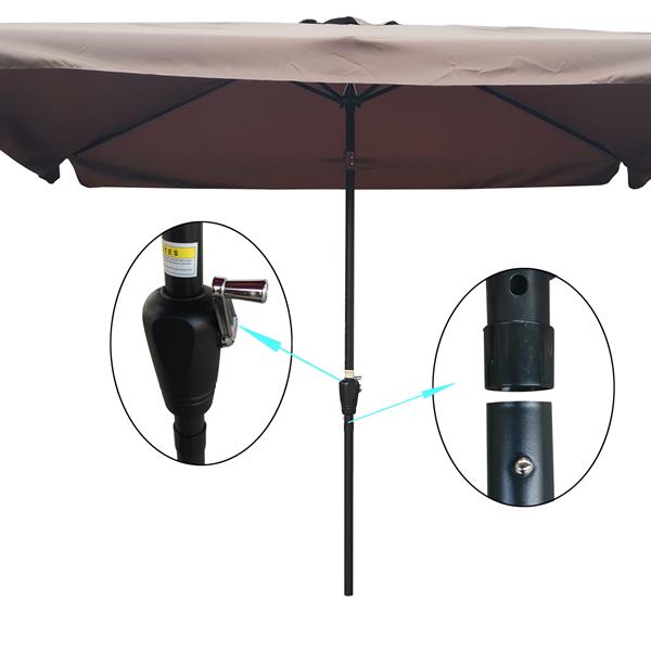 10 x 6.5ft Rectangular Patio Umbrella Outdoor Market Umbrellas with Crank and Push Button Tilt for Garden Swimming Pool Market