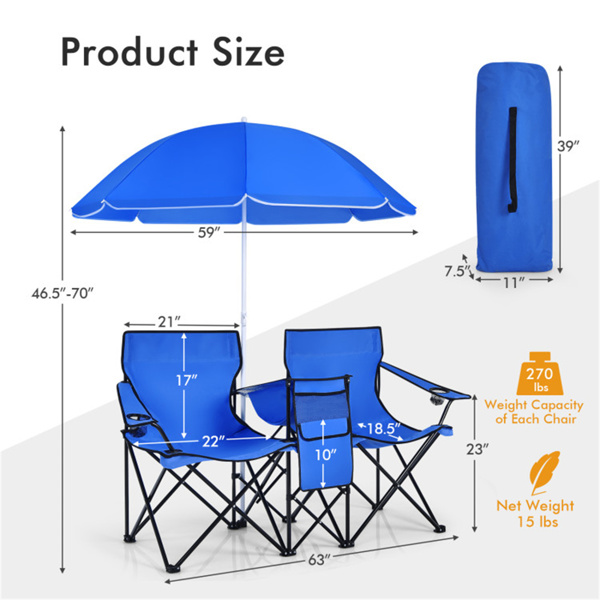 Outdoor camping chair with umbrella