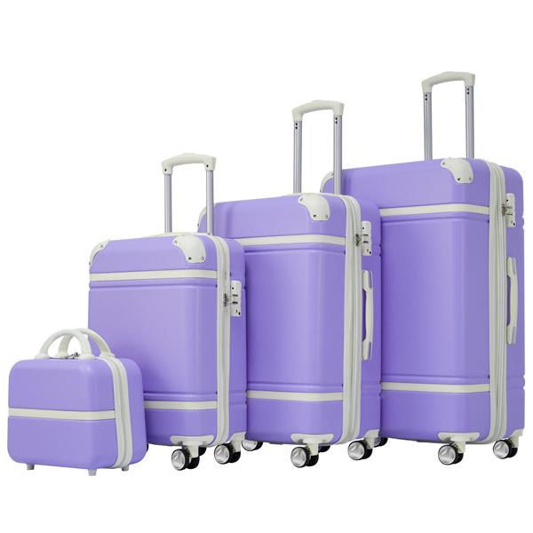 Hardshell Luggage Sets 4 Pieces 20"+24"+28" Luggages and Cosmetic Case Spinner Suitcase with TSA Lock  Lightweight