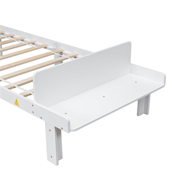 Twin Bed with Footboard Bench ,White