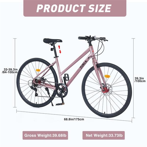 7 Speed Hybrid bike Disc Brake 700C Road Bike For men women's City Bicycle