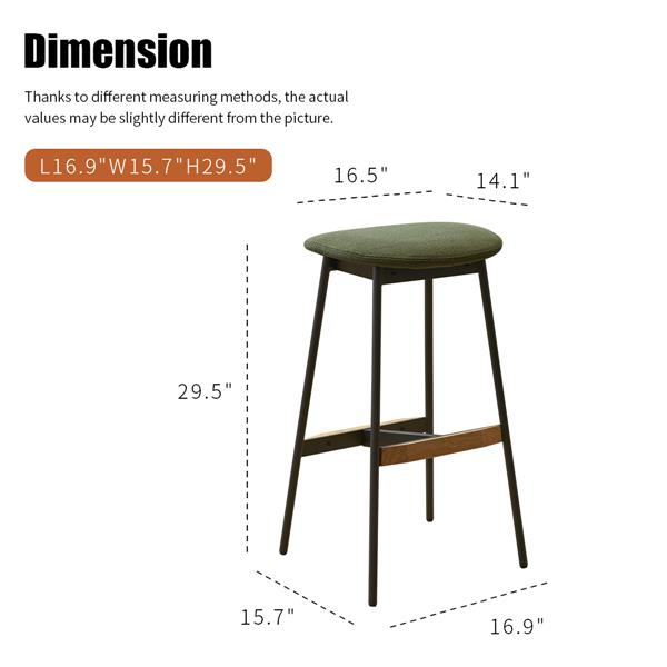 Modern Set of 2 Bar Stools Comfortable & Stylish Counter Height and Bar Height Bar Stools,Soft Fabric Upholstered, Backless for Kitchen, Dining Room Bar Chairs