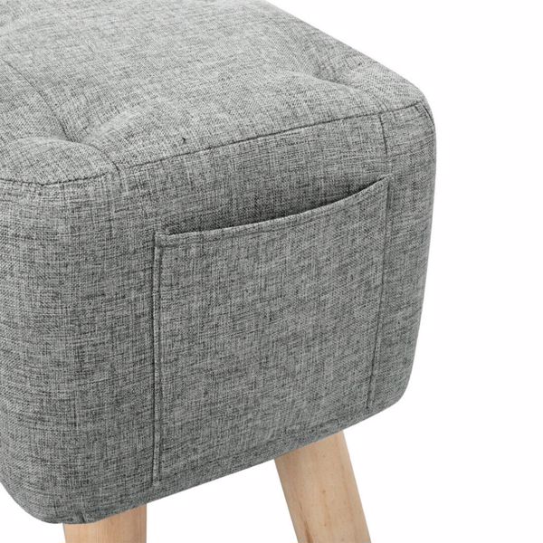 Linen Fabric Footstool Foot Rest Stool Pouffe Ottoman Seat Living Room Furniture