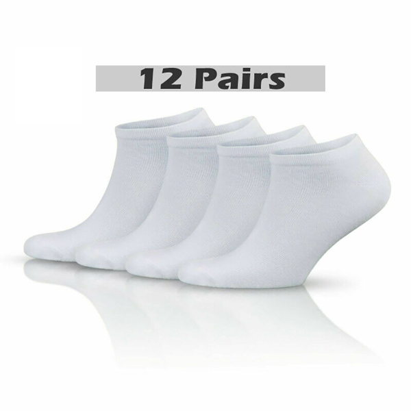 12 Pair Men Women Trainer Liner Ankle Socks Invisible Cotton Low Cut Sport Socks