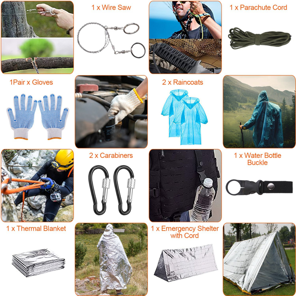  125 in 1 Survival Kits, Gifts for Men, Professional Survival Gear Equipment Tools First Aid Supplies for SOS Emergency Tactical Hiking Hunting Disaster Camping Adventures（No shipments on weekends）