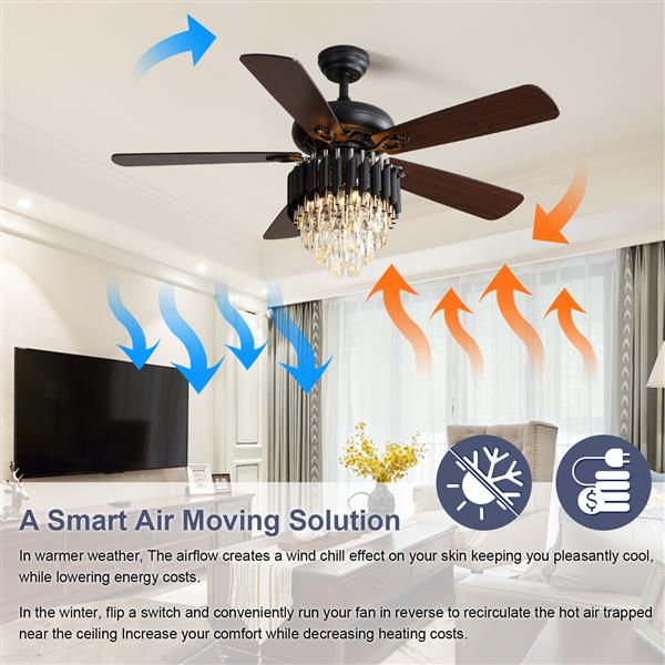 52 Inch Classics Ceiling Fan With 3 Speed Wind 5 Plywood Blades Remote Control AC Motor With Light