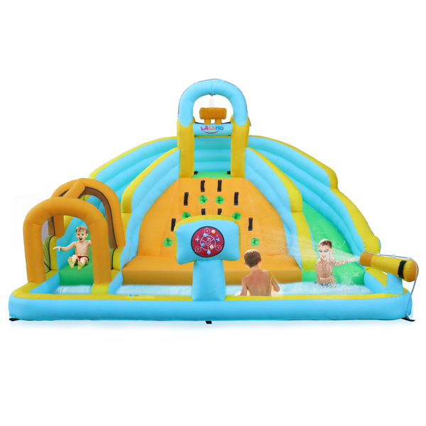 Inflatable castle for children with inflator 450W, slide, jump area, climbing wall, 395 x 350 x 260 cm