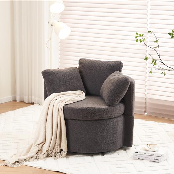 Fabric Swivel And Storage Chair With Back Cushion For Living Room,Dark Gray