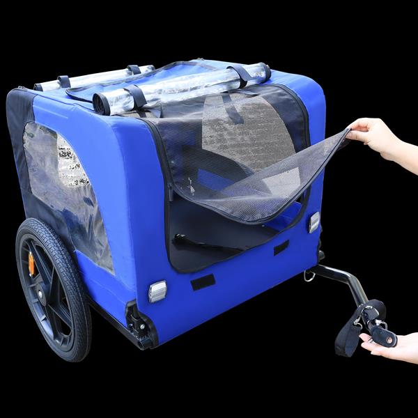 Blue High Quality 16 inch air wheel Pet Bike Trailer for Dogs Foldable Bicycle Pet Trailer