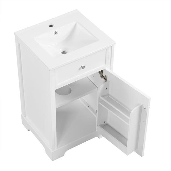 20" Bathroom Vanity with Sink, Bathroom Cabinet with Soft Closing Door, Storage Rack and Adjustable Shelve, White