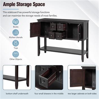 Cambridge Series  Ample Storage Vintage Console Table with Four Small Drawers and Bottom Shelf for Living Rooms, Entrances and Kitchens