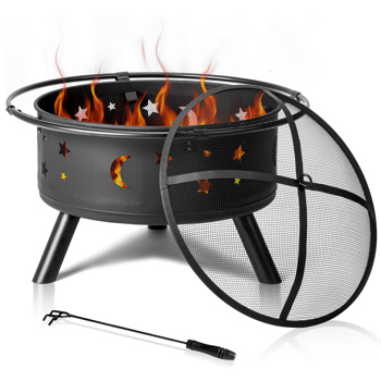 30IN Metal Fire Pit Black