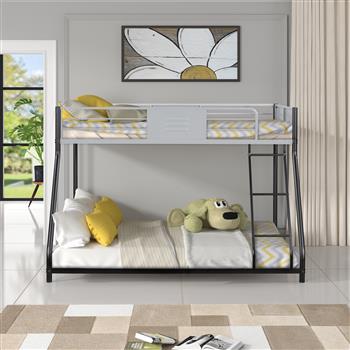 Metal Twin over Full Bunk Bed/ Heavy-duty Sturdy Metal/ Noise Reduced/ Safety Vent Board Guardrail/ CPC Certified/ No Box Spring Needed