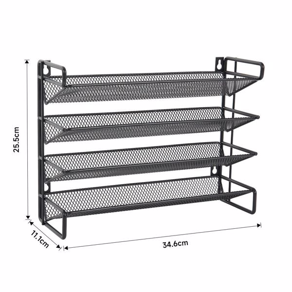 4 Tier Metal Spice Rack Kitchen Countertop Cupboard Spice Herb Jar Storage Shelf