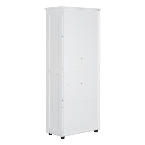 Storage Cabinet with Two Doors for Bathroom, Office, Adjustable Shelf, MDF Board, White