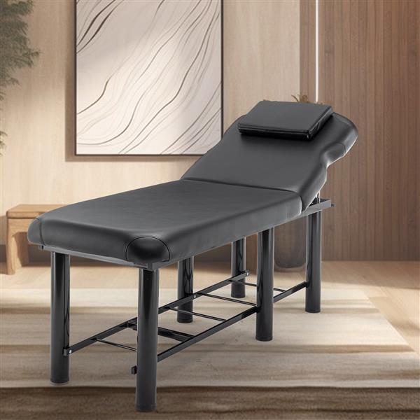 Professioanl Massage Table , Backrest Adjustable, Removable Headrest, Bottom Shelf Storage , Memory Foam Layer Salon Bed,Black