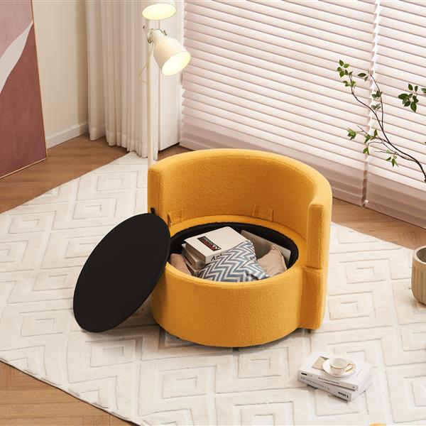 Fabric Swivel And Storage Chair With Back Cushion For Living Room,Yellow