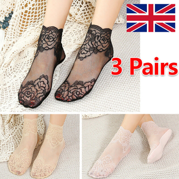 Women Ladies Lace Ankle Sexy Ankle Socks Stocking Floral Elegant Sheer Thin UK