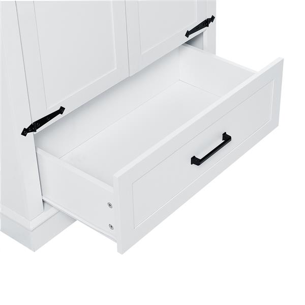 Tall Bathroom Storage Cabinet, Cabinet with Two Doors and One Drawer, Adjustable Shelf, MDF Board, White