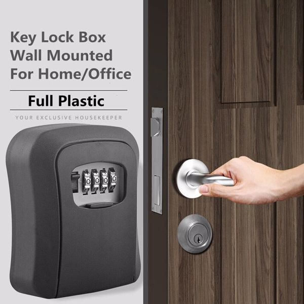 4 Digit Combination Key Safe Lock Box Wall Mount Security Storage Case Organizer