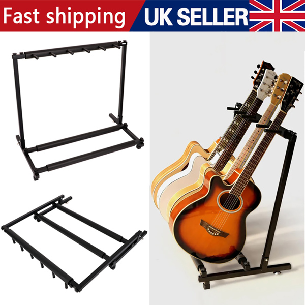 5-Way Multi Guitar Rack Stand Padded for Multiple Electric Acoustic Bass Holders