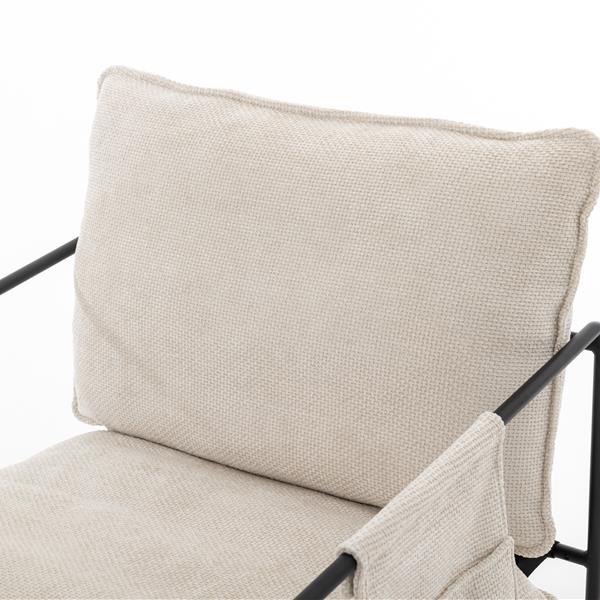 2 Sets 1 Case, Upholstered hanging armchair with arm pocket metal frame, crushed foam cushions and skin-friendly braid for living room and bedroom. Beige color