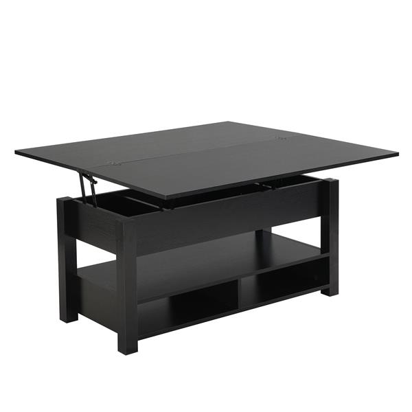 [VIDEO provided] Lift Top Coffee Table, Multi-Functional Coffee Table with Open Shelves, Modern Lift Tabletop Dining Table for Living Room, Home Office, Black