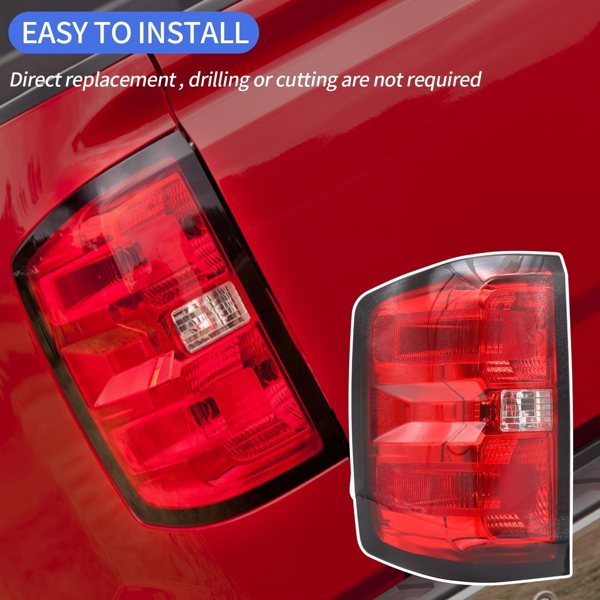 Halogen Tail light Assembly Fit for 2016-2018 Chevy Silverado 1500, 2016-2019 Chevy Silverado 2500HD/3500HD GMC Sierra 3500HD (Dual Rear Wheel Only), Included Harness (Right Passenger Side)