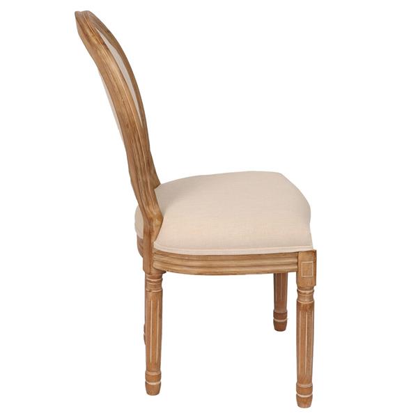 French Country Dining Chairs with Round Back Set of 2, Upholstered, Solid Wood Legs, Side Chairs for Living Room, Wedding Event- Cream