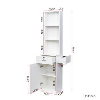 White modern simple hair desk, multi-layer storage, large storage space