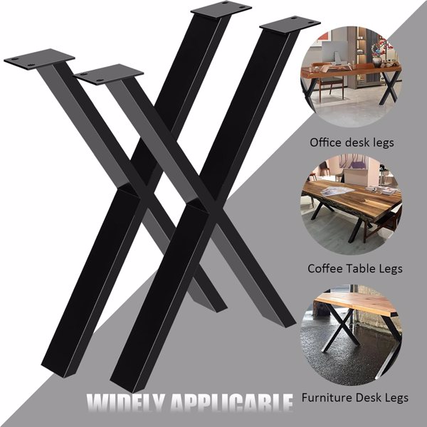 30''H Table legs, Modern Office Desk Legs, Heavy Duty Iron and Industrial Design, DIY Metal Furniture Legs for Coffee Dinning Table, Bench Stool, Cabinet, Sofa, Chair, Black