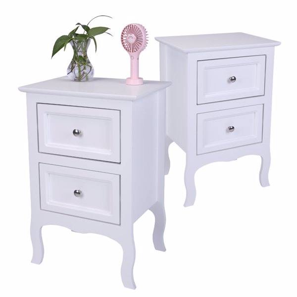 【Oid Code：48714449/34800355】2pcs Country Style Two-Tier Night Tables Large Size White