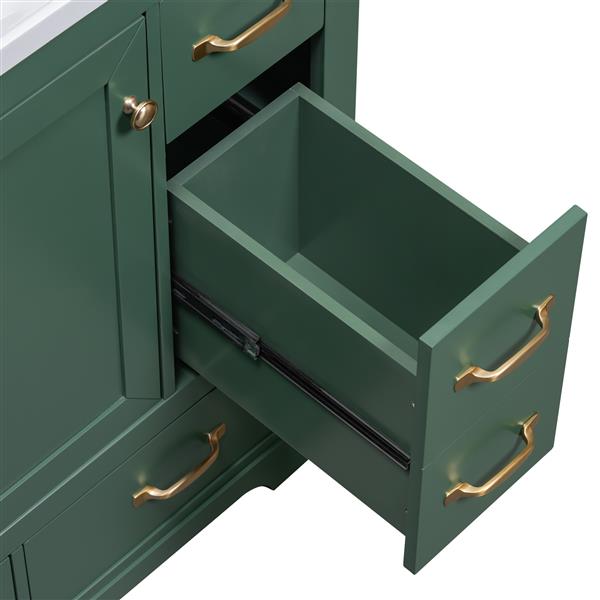 36" Bathroom Vanity with Sink Combo, Six Drawers, Multi-Functional Drawer Divider, Adjustable Shelf, Green