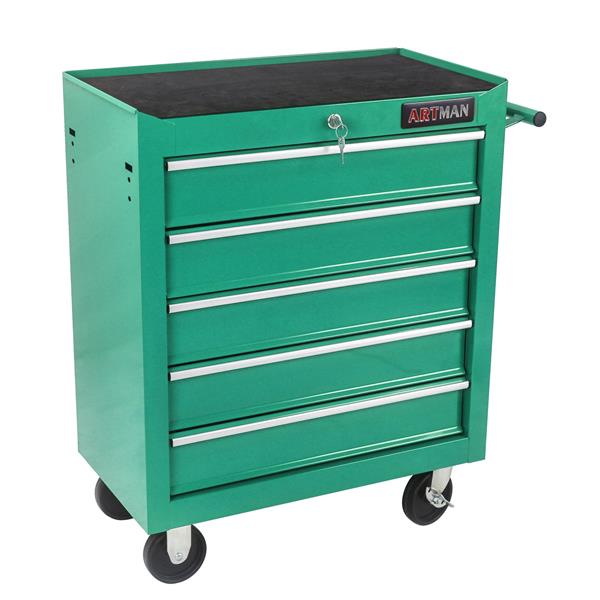 5 DRAWERS MULTIFUNCTIONAL TOOL CART WITH WHEELS-GREEN