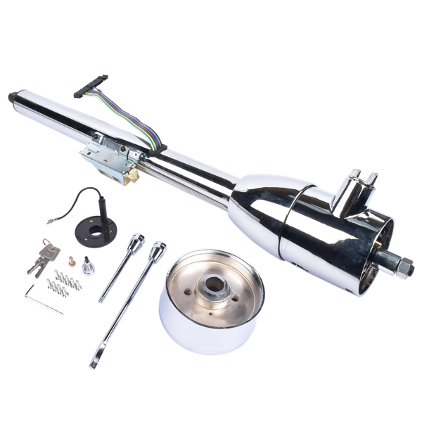 Chrome 30" Manual Tilt Steering Column Floor Shift GM Universal w/ Key+Adapter