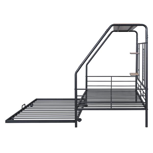 Twin Size Metal House Bed with Trundle, Black