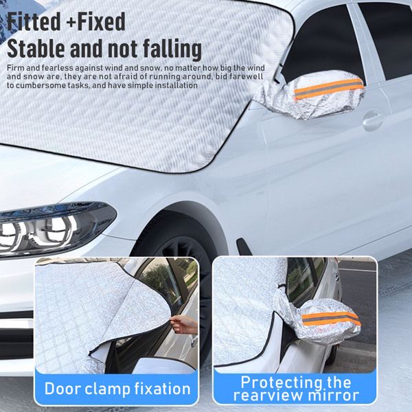 4 Layers Magnetic Car Windscreen Cover Winter Ice Frost Snow Protector Sunshade